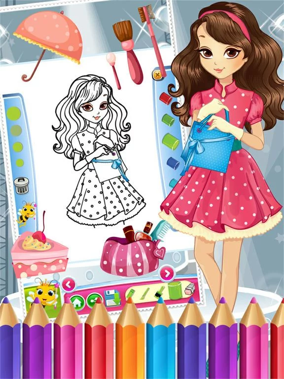 Изображение игры: Pretty Girl Fashion Colorbook Drawing to Paint Coloring Game for Kids