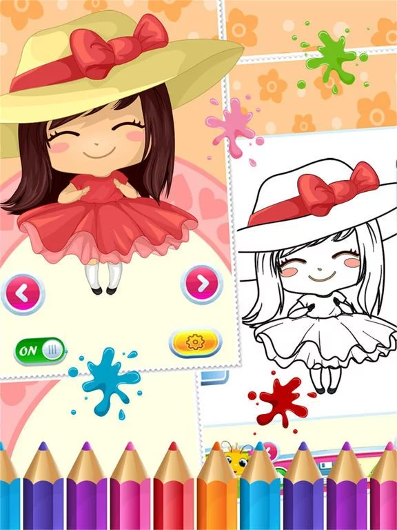 Изображение игры: Sweet Little Girl Coloring Book Art Studio Paint and Draw Kids Game Valentine Day