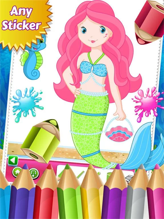 Изображение игры: Mermaid Princess Colorbook Drawing to Paint Coloring Game for Kids