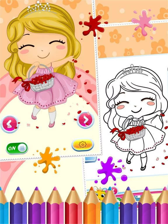 Изображение игры: Sweet Little Girl Coloring Book Art Studio Paint and Draw Kids Game Valentine Day