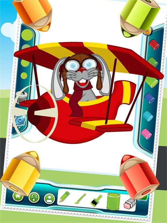 Изображение игры: Flying on Plane Coloring Book World Paint and Draw Game for Kids