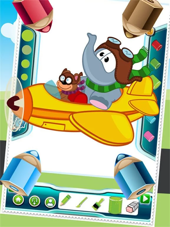 Изображение игры: Flying on Plane Coloring Book World Paint and Draw Game for Kids