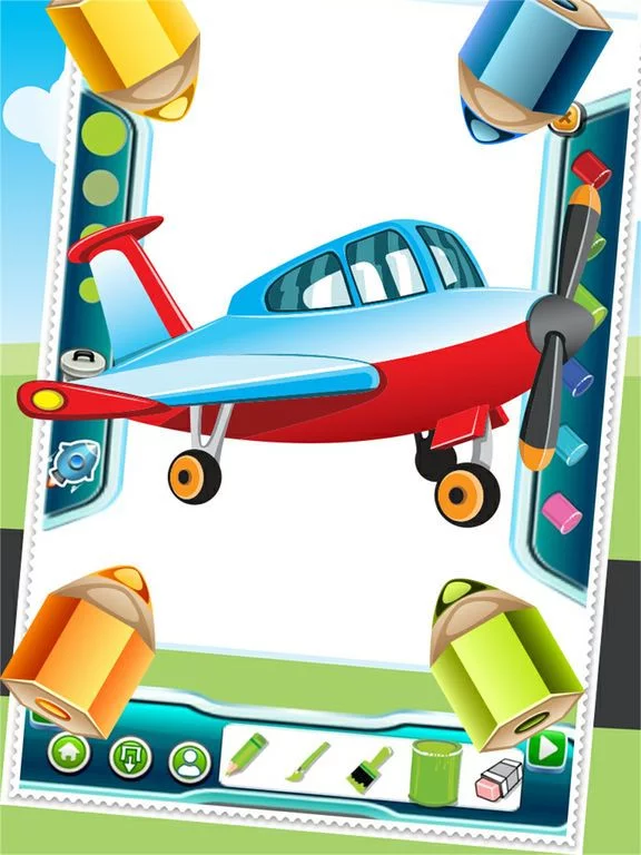 Изображение игры: Flying on Plane Coloring Book World Paint and Draw Game for Kids