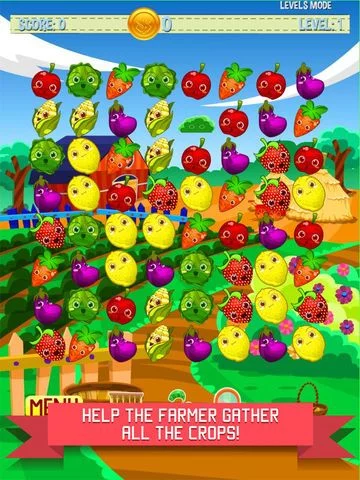 Изображение игры: A Farm Barn Fruits and Veggie Harvest - Match and Pop Mania