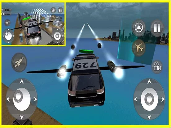 Изображение игры: Floating Police Car Flying Cars – Futuristic Flying Cop Airborne flight Simulator FREE game