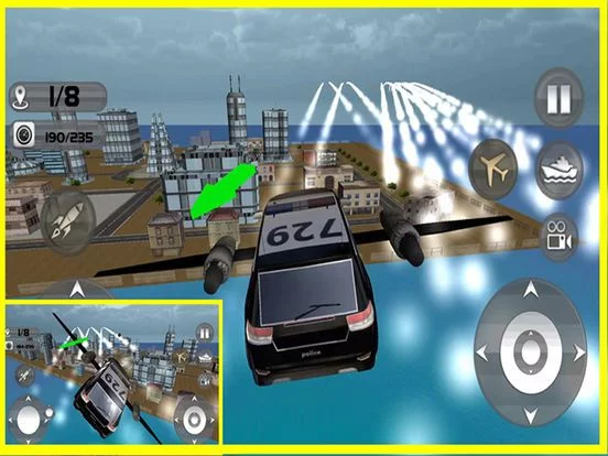 Изображение игры: Floating Police Car Flying Cars – Futuristic Flying Cop Airborne flight Simulator FREE game