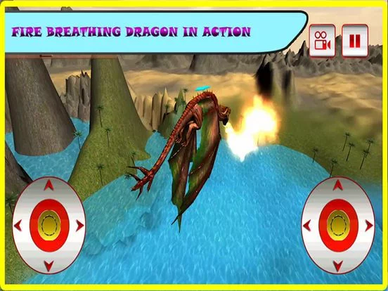 Изображение игры: Flying Fire Dragon Flight Simulator 2016 – Train your blaze drake to fight jurassic war village