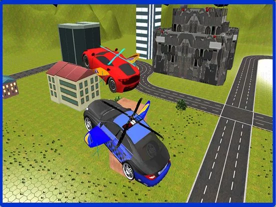 Изображение игры: Flying Car Racing Police Chase – Futuristic Flying thief escape Simulator