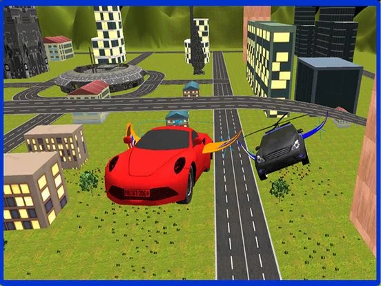 Изображение игры: Flying Car Racing Police Chase – Futuristic Flying thief escape Simulator