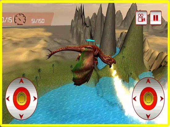 Изображение игры: Flying Fire Dragon Flight Simulator 2016 – Train your blaze drake to fight jurassic war village