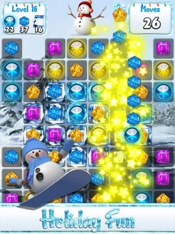 Изображение игры: Snowman Games and Christmas Puzzles - Match snow and frozen jewel for this holiday countdown