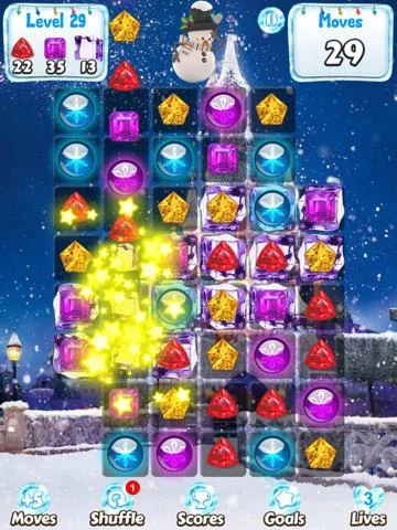 Изображение игры: Snowman Games and Christmas Puzzles - Match snow and frozen jewel for this holiday countdown