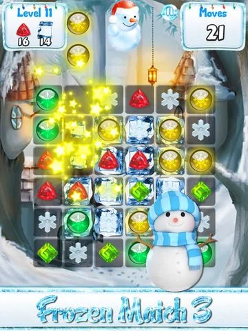 Изображение игры: Snowman Games and Christmas Puzzles - Match snow and frozen jewel for this holiday countdown