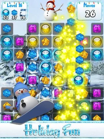 Изображение игры: Snowman Games and Christmas Puzzles - Match snow and frozen jewel for this holiday countdown