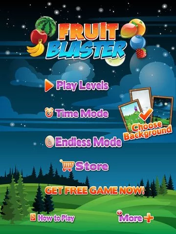 Изображение игры: Fruit Blaster Mania - Blastings Fruits like Apples, Blueberry, Banana, Strawberry, Orange, Water Melons and Raspberry