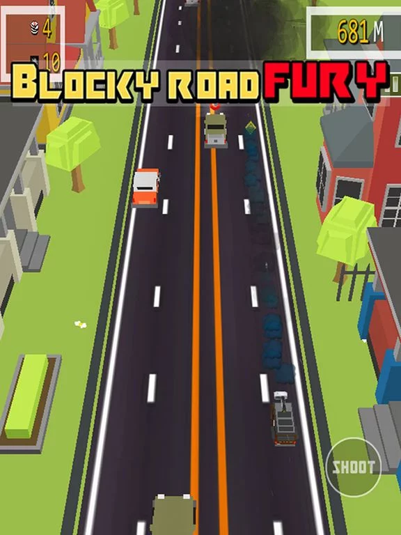 Изображение игры: Blocky Road Fury - Free Car racing & shooting Game
