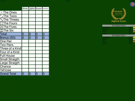 Изображение игры: Yatzee Scorecard