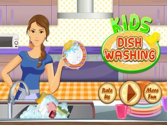 Изображение игры: Kids Dish Washing and Cleaning Game - Free Fun Kitchen Games for Girls,Kids and Boys