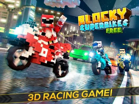 Изображение игры: Blocky Superbikes Race Game | Free Cube City Moto Racing