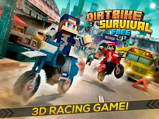 Изображение игры: Dirtbike Survival . Block Motorcycles Racing Game
