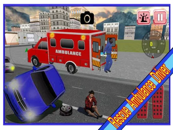 Изображение игры: Rescue Ambulance Driver 3d simulator - On duty Paramedic Emergency Parking, City Driving Reckless Racing Adventure