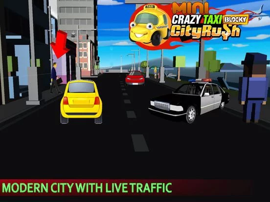 Изображение игры: Mini Crazy Taxi Driver - Blocky Pixel City Rush