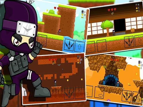 Изображение игры: NINJA SIDE 2D (A platform jump n shoot game)