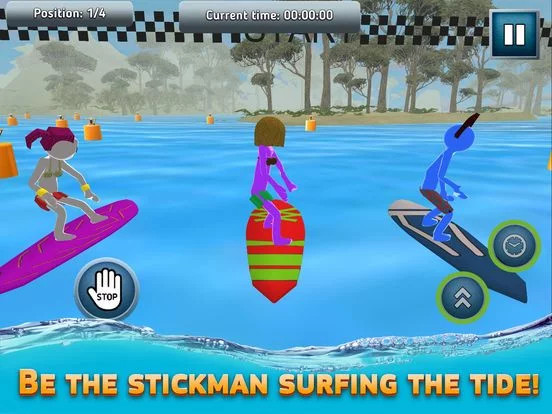 Изображение игры: Stickman Surfboard Sports Race