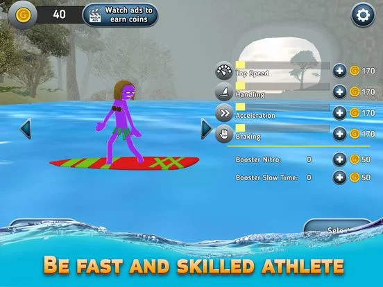 Изображение игры: Stickman Surfboard Sports Race