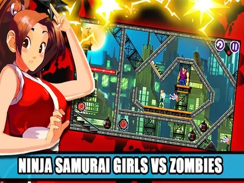 Изображение игры: Ninja Samurai Girls Vs Zombies (a puzzle action level game)