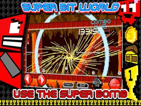 Изображение игры: SUPER BIT WORLD: 2D Jump Platformer X Free - from Cobalt Play 8 Bit Games