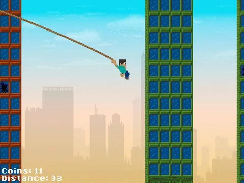 Изображение игры: Ace Hero Voxel Flick N Fly - Lucky Block Zipline Swing Edition