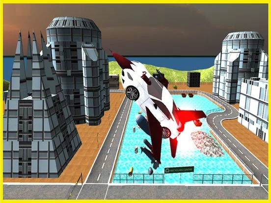 Изображение игры: Futuristic F16 Flying Car Free Simulator – Jet fighter Car Air Stunts