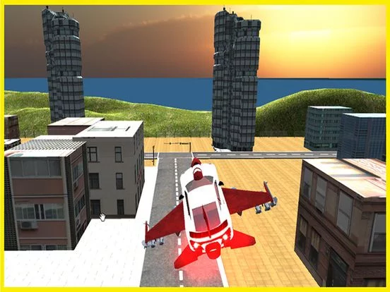 Изображение игры: Futuristic F16 Flying Car Free Simulator – Jet fighter Car Air Stunts