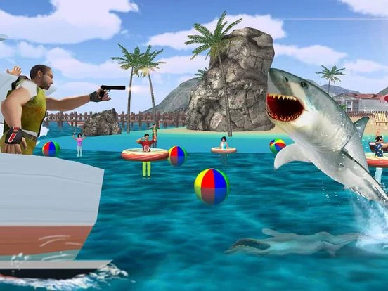 Изображение игры: Shark Attack Revenge on Innocent Fisherman Boats Free Fishing Games
