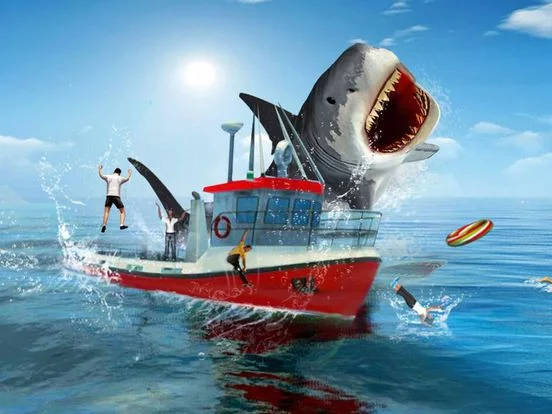 Изображение игры: Shark Attack Revenge on Innocent Fisherman Boats Free Fishing Games