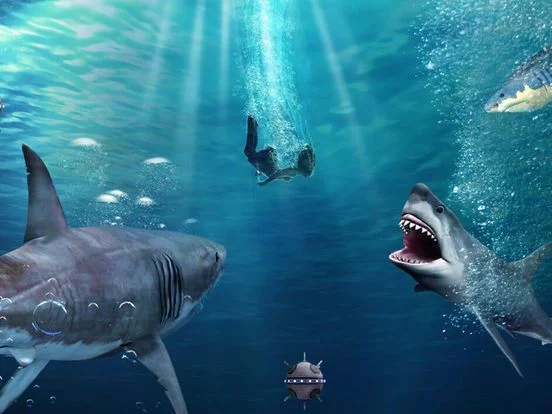 Изображение игры: Shark Attack Revenge on Innocent Fisherman Boats Free Fishing Games