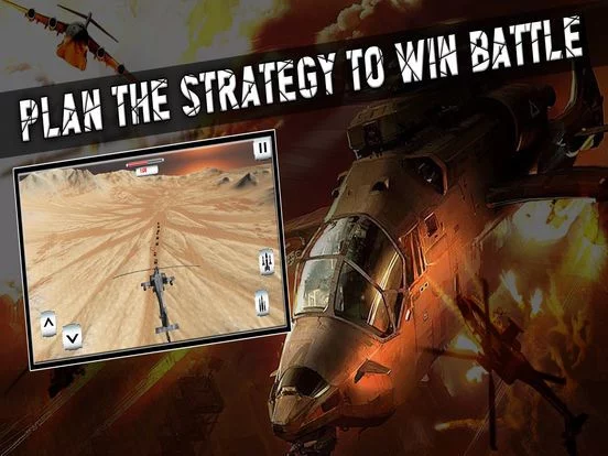Изображение игры: Real Apache Missions 3d - Kill the terrorists with your helicopter and shoot tanks and trucks in this battle.