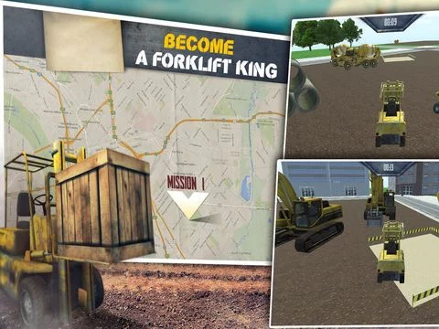 Изображение игры: Heavy Construction Simulator- Drive a forklift through the city suburbs to become a construction master