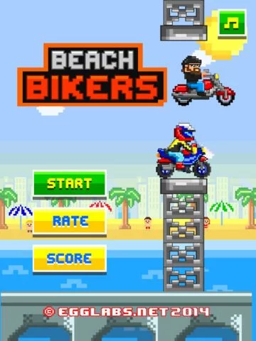 Изображение игры: Beach Bikers - Free Retro 8-bit Pixel Motorcycle Games