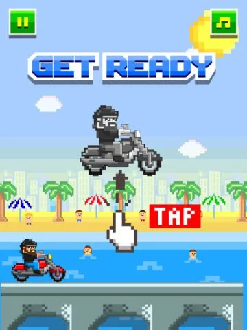 Изображение игры: Beach Bikers - Free Retro 8-bit Pixel Motorcycle Games