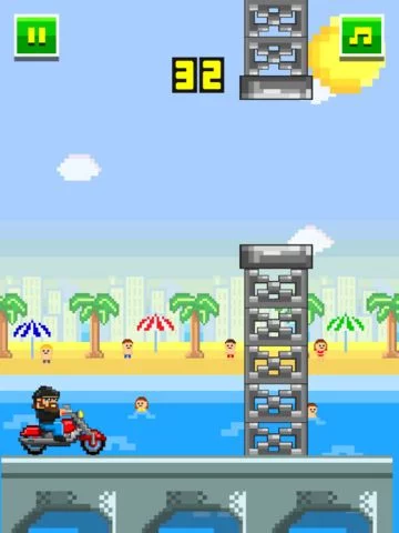 Изображение игры: Beach Bikers - Free Retro 8-bit Pixel Motorcycle Games