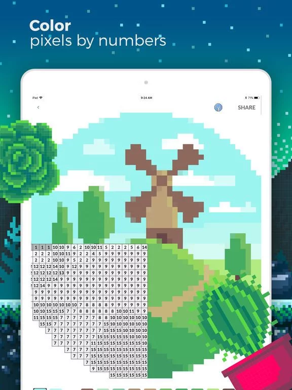 Изображение игры: Nature Pixel Art Coloring Book