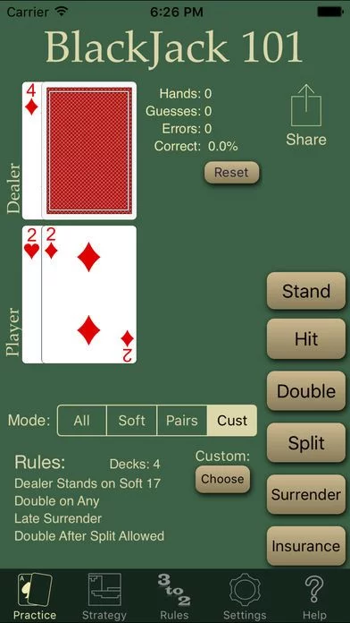 Изображение игры: BlackJack 101 Pro - Basic Strategy Trainer