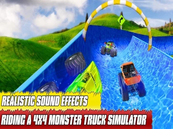 Изображение игры: water slide monster truck Race