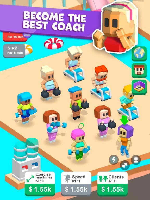 Изображение игры: Idle Gym City - fitness tycoon