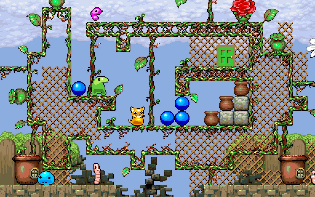 Изображение игры: Kitty Kitty Boing Boing: the Happy Adventure in Puzzle Garden!