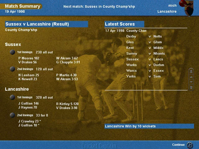 Изображение игры: International Cricket Captain