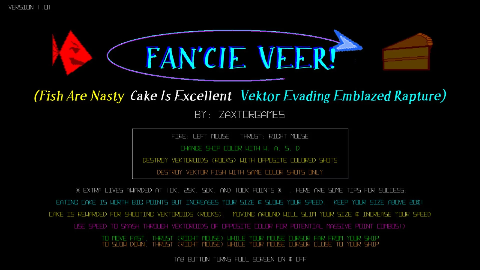 Изображение игры: FAN'CIE VEER! (Fish Are Nasty, Cake Is Excellent Vektor Evading Emblazed Rapture)