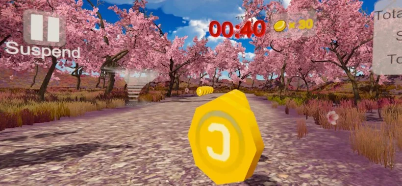 Изображение игры: VR health care (running exercise): VR walking and running along beautiful seabeach and sakura forests
